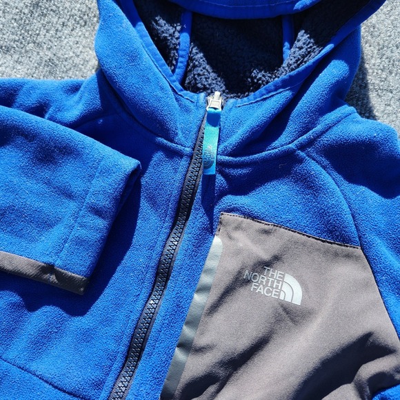 Boys The North Face CHIMBORAZO Full Zip Jacket blue Fleece Hooded Sherpa XS (6) - Picture 1 of 7
